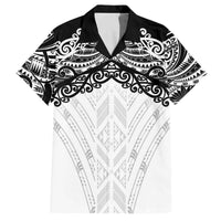 New Zealand Koru Fern Custom Family Matching Off The Shoulder Long Sleeve Dress and Hawaiian Shirt Simple Taniko Motif LT9 Dad's Shirt - Short Sleeve White - Polynesian Pride