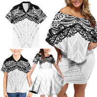 New Zealand Koru Fern Custom Family Matching Off Shoulder Short Dress and Hawaiian Shirt Simple Taniko Motif LT9 - Polynesian Pride