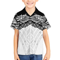 New Zealand Koru Fern Custom Family Matching Tank Maxi Dress and Hawaiian Shirt Simple Taniko Motif LT9 Son's Shirt White - Polynesian Pride