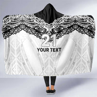 New Zealand Koru Fern Custom Hooded Blanket Simple Taniko Motif LT9 One Size White - Polynesian Pride
