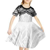 New Zealand Koru Fern Custom Kid Short Sleeve Dress Simple Taniko Motif LT9 - Polynesian Pride