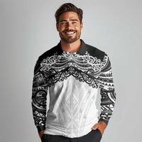 New Zealand Koru Fern Custom Long Sleeve Polo Shirt Simple Taniko Motif LT9 - Polynesian Pride
