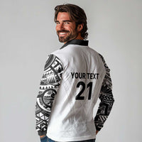 New Zealand Koru Fern Custom Long Sleeve Polo Shirt Simple Taniko Motif LT9 - Polynesian Pride