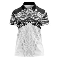 New Zealand Koru Fern Custom Women Polo Shirt Simple Taniko Motif LT9 Female White - Polynesian Pride