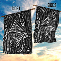 New Zealand Maori Taniko Garden Flag Black Kowhaiwhai Puhoro LT9 - Polynesian Pride
