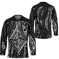 New Zealand Maori Taniko Hockey Jersey Black Kowhaiwhai Puhoro LT9 - Polynesian Pride