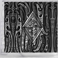 New Zealand Maori Taniko Shower Curtain Black Kowhaiwhai Puhoro LT9 - Polynesian Pride