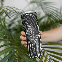 New Zealand Maori Taniko Skinny Tumbler Black Kowhaiwhai Puhoro LT9 - Polynesian Pride