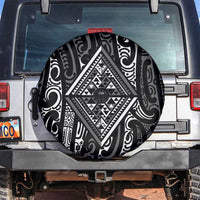 New Zealand Maori Taniko Spare Tire Cover Black Kowhaiwhai Puhoro LT9 Black - Polynesian Pride