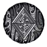 New Zealand Maori Taniko Spare Tire Cover Black Kowhaiwhai Puhoro LT9 - Polynesian Pride