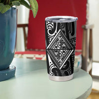 New Zealand Maori Taniko Tumbler Cup Black Kowhaiwhai Puhoro LT9 - Polynesian Pride