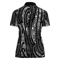 New Zealand Maori Taniko Women Polo Shirt Black Kowhaiwhai Puhoro LT9 - Polynesian Pride