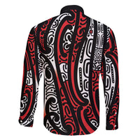 New Zealand Maori Taniko Family Matching Summer Maxi Dress and Hawaiian Shirt Red Kowhaiwhai Puhoro LT9 - Polynesian Pride