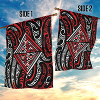 New Zealand Maori Taniko Garden Flag Red Kowhaiwhai Puhoro LT9 - Polynesian Pride