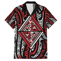 New Zealand Maori Taniko Hawaiian Shirt Red Kowhaiwhai Puhoro LT9 Red - Polynesian Pride