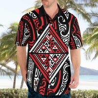 New Zealand Maori Taniko Hawaiian Shirt Red Kowhaiwhai Puhoro LT9 - Polynesian Pride