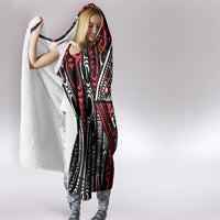 New Zealand Maori Taniko Hooded Blanket Red Kowhaiwhai Puhoro LT9 - Polynesian Pride
