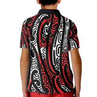 New Zealand Maori Taniko Kid Polo Shirt Red Kowhaiwhai Puhoro LT9 - Polynesian Pride