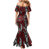 New Zealand Maori Taniko Mermaid Dress Red Kowhaiwhai Puhoro LT9 - Polynesian Pride