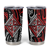New Zealand Maori Taniko Tumbler Cup Red Kowhaiwhai Puhoro LT9 Red - Polynesian Pride