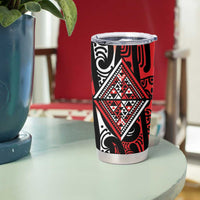 New Zealand Maori Taniko Tumbler Cup Red Kowhaiwhai Puhoro LT9 - Polynesian Pride