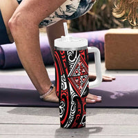 New Zealand Maori Taniko Tumbler With Handle Red Kowhaiwhai Puhoro LT9 - Polynesian Pride