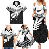 New Zealand Silver Fern Family Matching Summer Maxi Dress and Hawaiian Shirt Maori Koru Mixed Taniko Pattern LT9 - Polynesian Pride