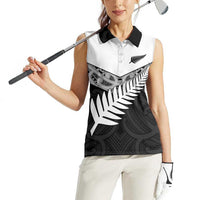 New Zealand Silver Fern Women Sleeveless Polo Shirt Maori Koru Mixed Taniko Pattern LT9 - Polynesian Pride
