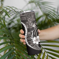 Samoa Siapo Tribal Pattern Skinny Tumbler Black Polynesian Plumeria Tapa Motif