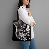 Samoa Siapo Tribal Pattern Tote Bag Black Polynesian Plumeria Tapa Motif