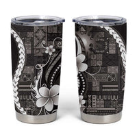 Samoa Siapo Tribal Pattern Tumbler Cup Black Polynesian Plumeria Tapa Motif
