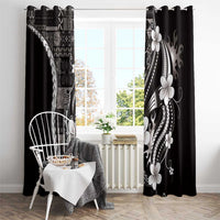 Samoa Siapo Tribal Pattern Window Curtain Black Polynesian Plumeria Tapa Motif