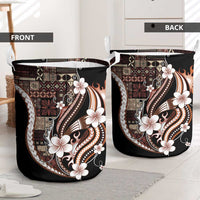 Samoa Siapo Tribal Pattern Laundry Basket Brown Polynesian Plumeria Tapa Motif LT9 - Polynesian Pride
