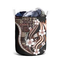 Samoa Siapo Tribal Pattern Laundry Basket Brown Polynesian Plumeria Tapa Motif LT9 - Polynesian Pride