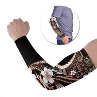 Samoa Siapo Tribal Pattern Arm Sleeves Brown Polynesian Plumeria Tapa Motif