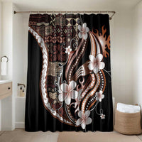 Samoa Siapo Tribal Pattern Bathroom Set Brown Polynesian Plumeria Tapa Motif