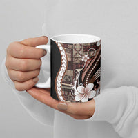 Samoa Siapo Tribal Pattern Ceramic Mug Brown Polynesian Plumeria Tapa Motif