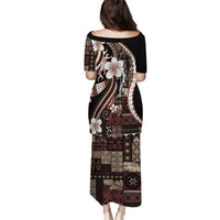 Samoa Siapo Tribal Pattern Family Matching Puletasi and Hawaiian Shirt Brown Polynesian Plumeria Tapa Motif LT9 - Polynesian Pride