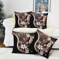 Samoa Siapo Tribal Pattern Pillow Cover Brown Polynesian Plumeria Tapa Motif