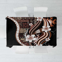 Samoa Siapo Tribal Pattern Tablecloth Brown Polynesian Plumeria Tapa Motif