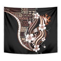 Samoa Siapo Tribal Pattern Tapestry Brown Polynesian Plumeria Tapa Motif