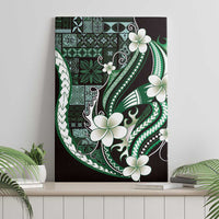Samoa Siapo Tribal Pattern Canvas Wall Art Forest Green Polynesian Plumeria Tapa Motif