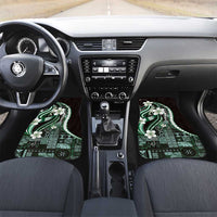 Samoa Siapo Tribal Pattern Car Mats Forest Green Polynesian Plumeria Tapa Motif