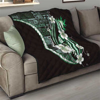 Samoa Siapo Tribal Pattern Quilt Forest Green Polynesian Plumeria Tapa Motif
