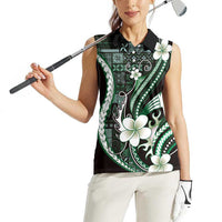 Samoa Siapo Tribal Pattern Women Sleeveless Polo Shirt Forest Green Polynesian Plumeria Tapa Motif LT9 - Polynesian Pride
