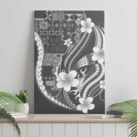 Samoa Siapo Tribal Pattern Canvas Wall Art Light Gray Polynesian Plumeria Tapa Motif