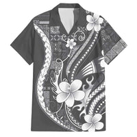 Samoa Siapo Tribal Pattern Family Matching Long Sleeve Bodycon Dress and Hawaiian Shirt Light Gray Polynesian Plumeria Tapa Motif LT9 Dad's Shirt - Short Sleeve Gray - Polynesian Pride