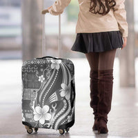 Samoa Siapo Tribal Pattern Luggage Cover Light Gray Polynesian Plumeria Tapa Motif
