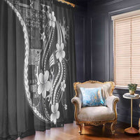 Samoa Siapo Tribal Pattern Window Curtain Light Gray Polynesian Plumeria Tapa Motif LT9 - Polynesian Pride