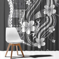 Samoa Siapo Tribal Pattern Window Curtain Light Gray Polynesian Plumeria Tapa Motif LT9 - Polynesian Pride